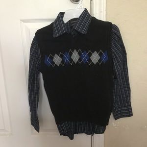 Long Sleeve plaid shirt with Sweater Vest
